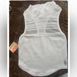 White Ribbed Sleeveless Mock Neck Tank workout tank from Free People
